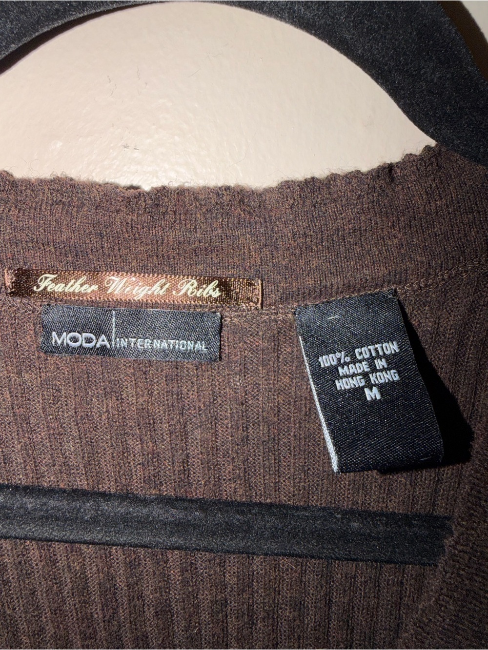 Moda International Women's Ribbed Button Tank in Brown - Picture 3 of 3